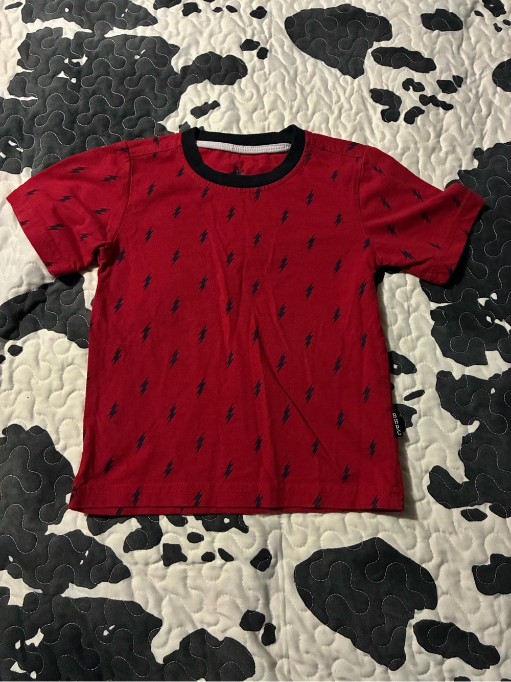 Beverly Hills Polo Club Red Tee with Navy Lightning Motif